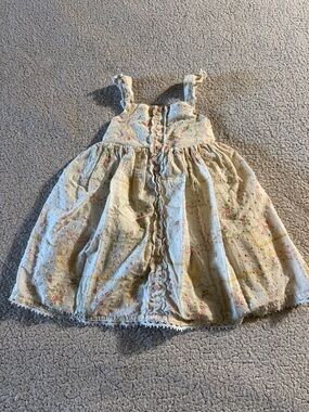 cupcakes & cashmere 100% Cotton Cream Floral Ruffled Strap Sundress 4T